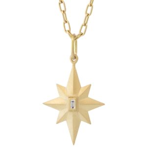 Erica Molinari: 18k Satin Finish Med. Dia Bag Star .05ct. "Live Every Day of your Life"
