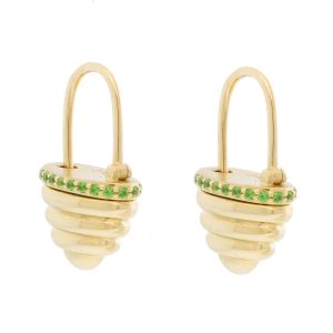 Campbell + Charlotte: Found Gold Cap Huggie, Tsavorite, 14k Gold