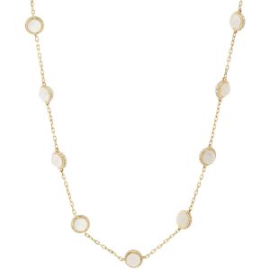 Campbell + Charlotte: Found Cabachon Station Necklace, Diamond & Moonstone, 14k Gold