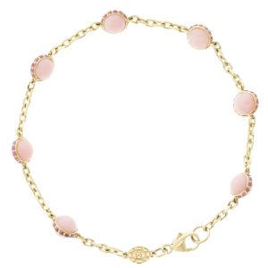 Campbell + Charlotte: Found Cabachon Station Bracelet, Pink Sapphire & Pink Opal, 14k Gold
