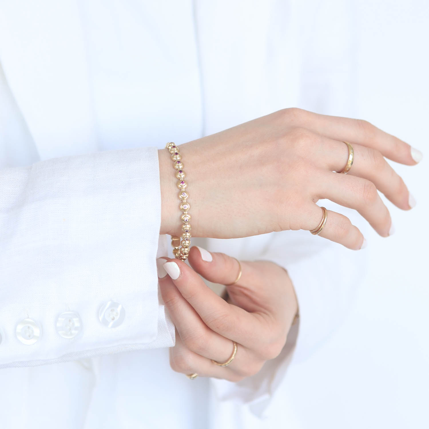 Campbell + Charlotte: Evolve Link Bracelet, Sapphire, 14k Gold