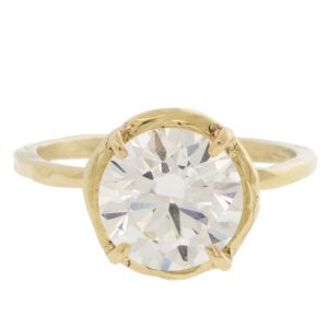 Robin Haley: Ring, 14k Gold, 3 Carat Round Brilliant Cut Lab Grown Diamond, size 6.5