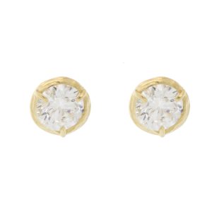 Robin Haley: Stud Earrings, 14k Gold, Brilliant Cut Lab Grown Diamonds, 2 Carat Pair