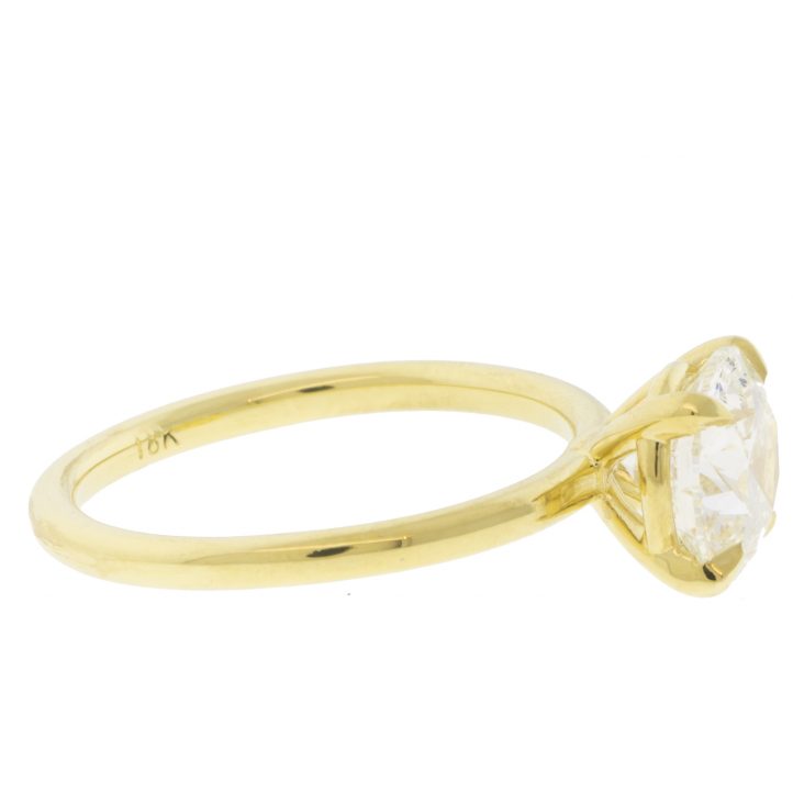 ILA UNBRIDALED : Solitaire Engagement Ring,Lab Grown 2.00ct G/VS2 Round,18k Yellow Gold,Size,6.5