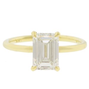 ILA UNBRIDALED : Solitaire Engagement Ring,Lab Grown 2.00ct F/VS1 Emerald,18k Yellow Gold,Size,6.5