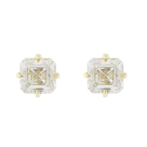 ILA: Stud Earrings, Asscher Cut Lab Diamonds, 14 kyg