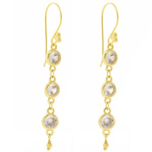 Robindira Unsworth: CZ Earrings, 14k gold vermeil, Large Triple CZ Dangle