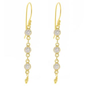 Robindira Unsworth: CZ Earrings, 14k gold vermeil, Small Triple CZ Dangle