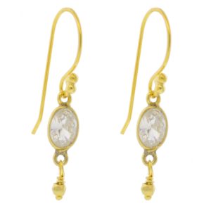 Robindira Unsworth: CZ Earrings, 14k gold vermeil, Short Single CZ Dangle