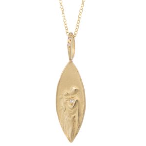 Robin Haley: Necklace, 14k Gold, Thy Will Be Done Artifact, gold/dia bail, 18" chain, 0.3 tcw