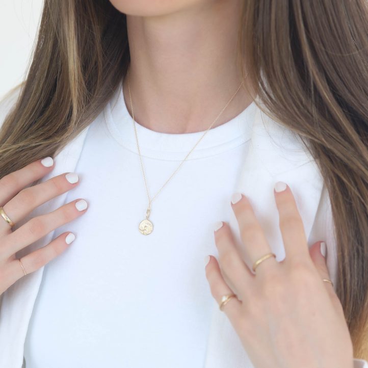 Robin Haley: Necklace, 14k Gold, Trust Artifact, gold/dia bail, 18" chain, 3 dia in artifact, 0.6 tcw