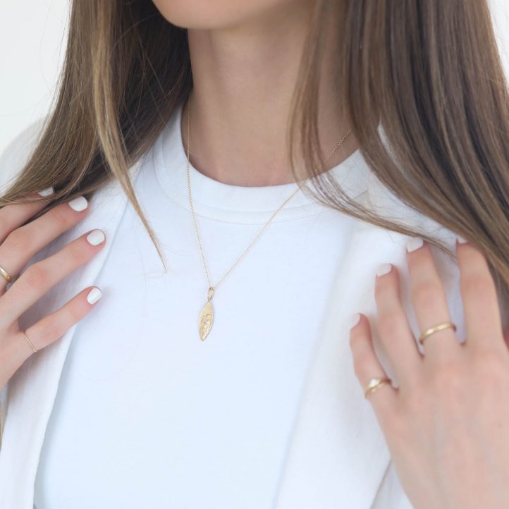 Robin Haley: Necklace, 14k Gold, Thy Will Be Done Artifact, gold/dia bail, 18" chain, 0.3 tcw