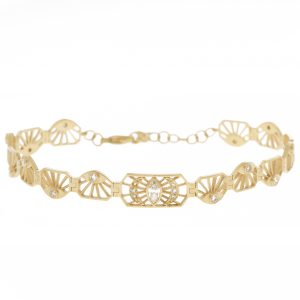 Celine Daoust:Bracelet,14k YG,Articulated Open Plate Eye Moon Marquise diamond