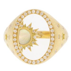 L'atelier Nawbar:Ring,18k Wared 2.0,0.3ct white diamonds and inlaid with MOP,5.22gms