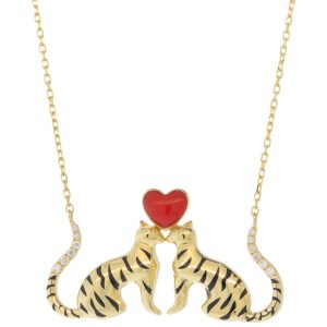 L'atelier Nawbar:Necklace 18k YG,Panther of Love,0.07ct white diamonds 6.5g