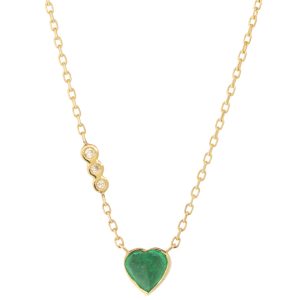 Celine Daoust: Necklace,14k gold,Emerald,3 diamonds on chain
