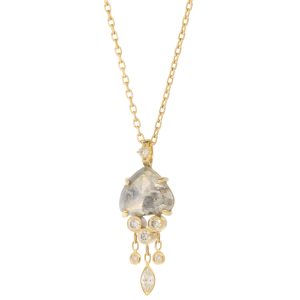 Celine Daoust: Necklace, Jellyfish Diamond Pendant, Rosecut flat Diamond, 14k yg