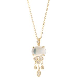 Celine Daoust: Necklace, Jelly Fish Pendant, Moonstone & Diamonds, 14k, OAAK