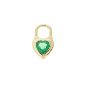 Three Stories Jewelry: SINGLE Beating Heart Emerald Charm, 14k yellow gold