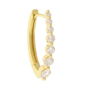 Three Stories Jewelry: SINGLE Large Oval Graduated Diamond Hoop, 0.34 TCW, 14k yellow gold