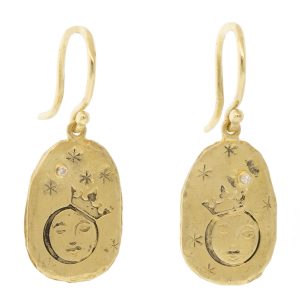 Victoria Cunningham:14k luna earrings 1 x 3/8