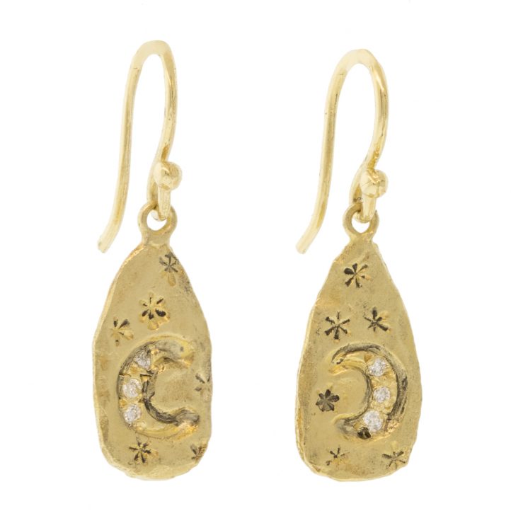 Victoria Cunningham Trunk Show: 14k moon's path earrings 7/8 x 1/4