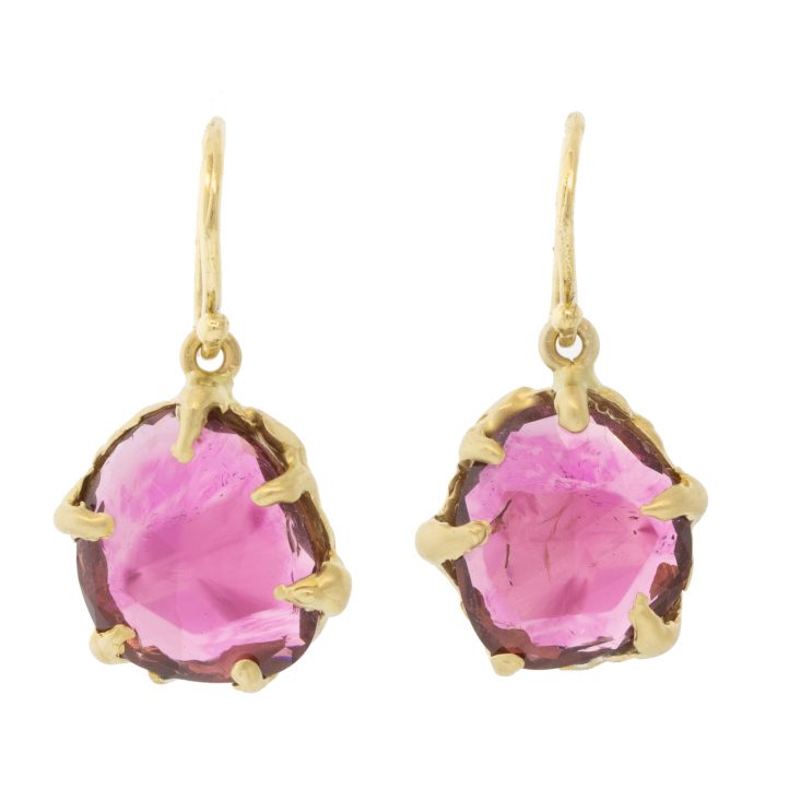Victoria Cunningham Trunk Show: 7.3ct pink tourmaline earrings, Measure 1" x 1/2" including earwire