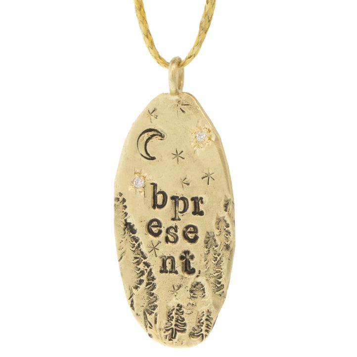Victoria Cunningham Trunk Show: 14K b present (charm only) 1 1/8 x 1/2