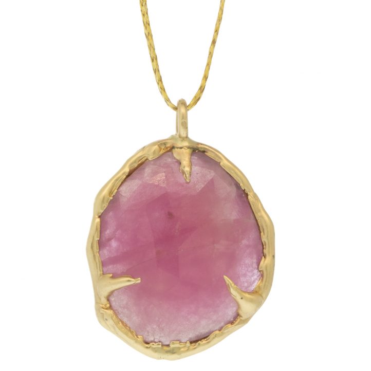 Victoria Cunningham Trunk Show:14k 16.5 ct pink sapphire(PENDANT ONLY), Measures 1 3/16" x 7/8" including bail
