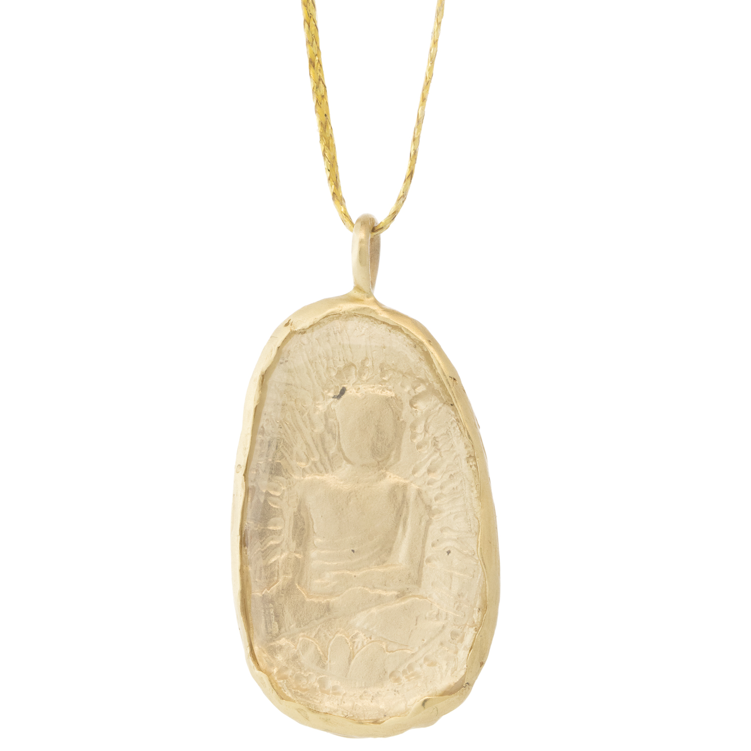 Victoria Cunningham Trunk Show:14k Crystal quartz + 14k Buddha back (pendant only), 1 3/8" x 3/4" including bail