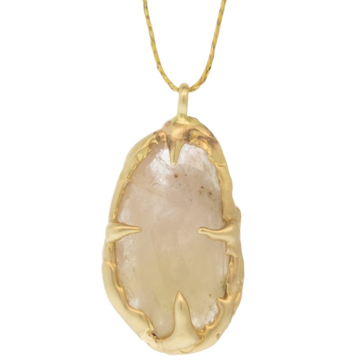 Victoria Cunningham Trunk Show:14k,15CT rose cut Pink Sapphire(pendant only), Measures 1 1/4" x 5/8" including bail