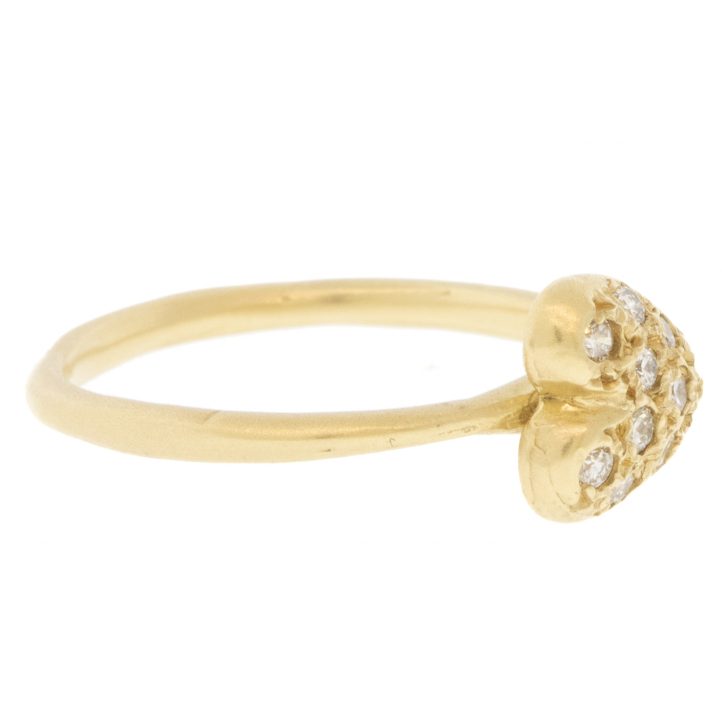 Victoria Cunningham Trunk Show: East/West pave heart ring, Size 6, Heart measures 5/16" x 7/16"