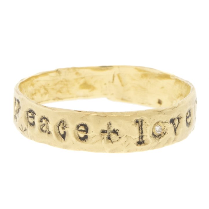 Victoria Cunningham:14K peace & love, Size 7, Width 3/16"