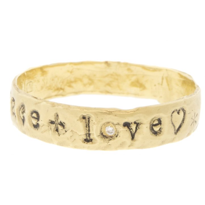 Victoria Cunningham:14K peace & love, Size 7, Width 3/16"