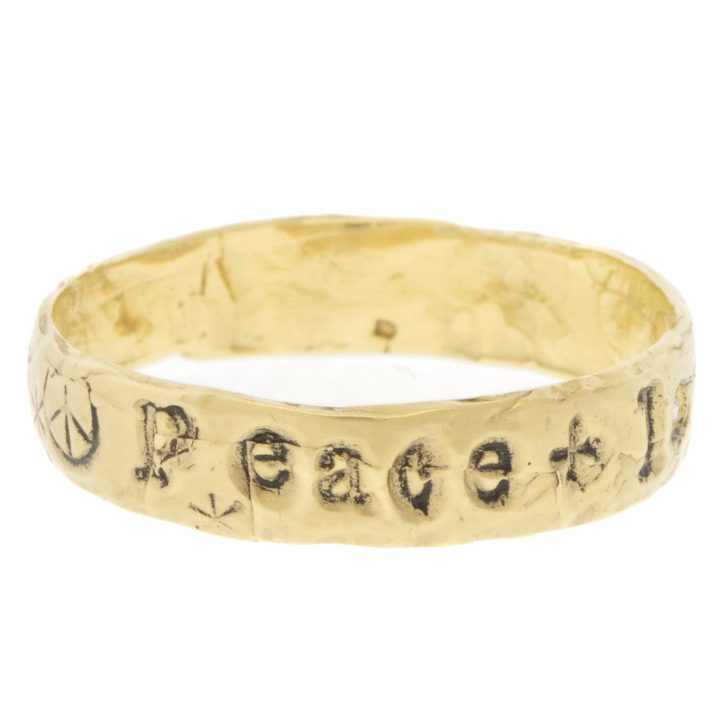 Victoria Cunningham:14K peace & love, Size 7, Width 3/16"