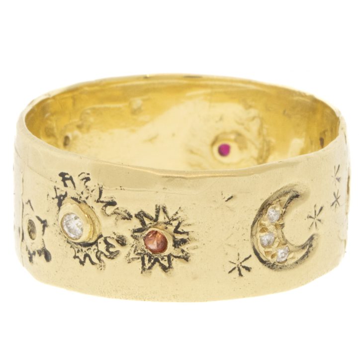 Victoria Cunningham Trunk Show: 14K celestial band, Size 8 1/4, Width 5/16"