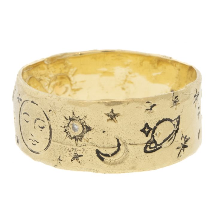 Victoria Cunningham Trunk Show: 14K cosmos ring, Size 7 3/4, Width 5/16"