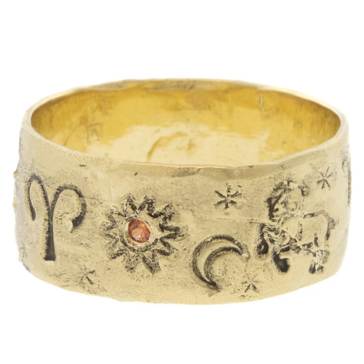 Victoria Cunningham Trunk Show: 14K aries ring, Size 8, Width 5/16"