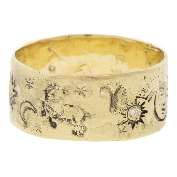 Victoria Cunningham Trunk Show: 14K aries ring, Size 8, Width 5/16"