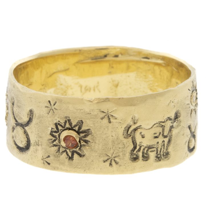 Victoria Cunningham Trunk Show: 14K taurus ring, Size 7, Width 5/16"