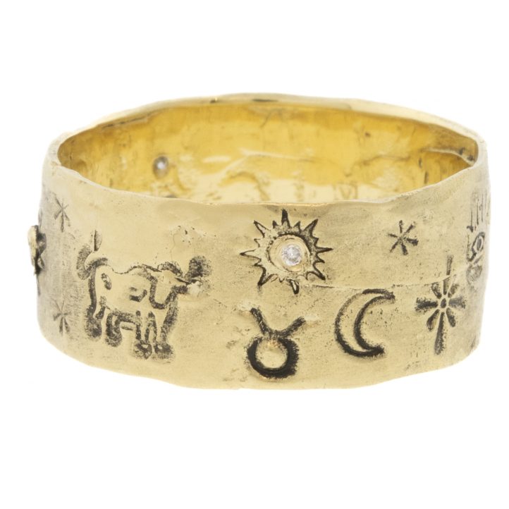 Victoria Cunningham Trunk Show: 14K taurus ring, Size 7, Width 5/16"