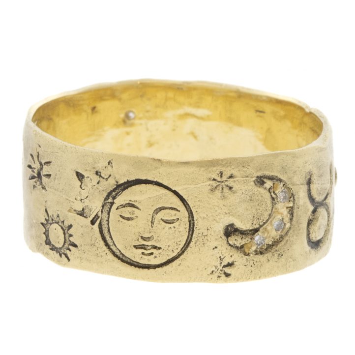 Victoria Cunningham Trunk Show: 14K taurus ring, Size 7, Width 5/16"