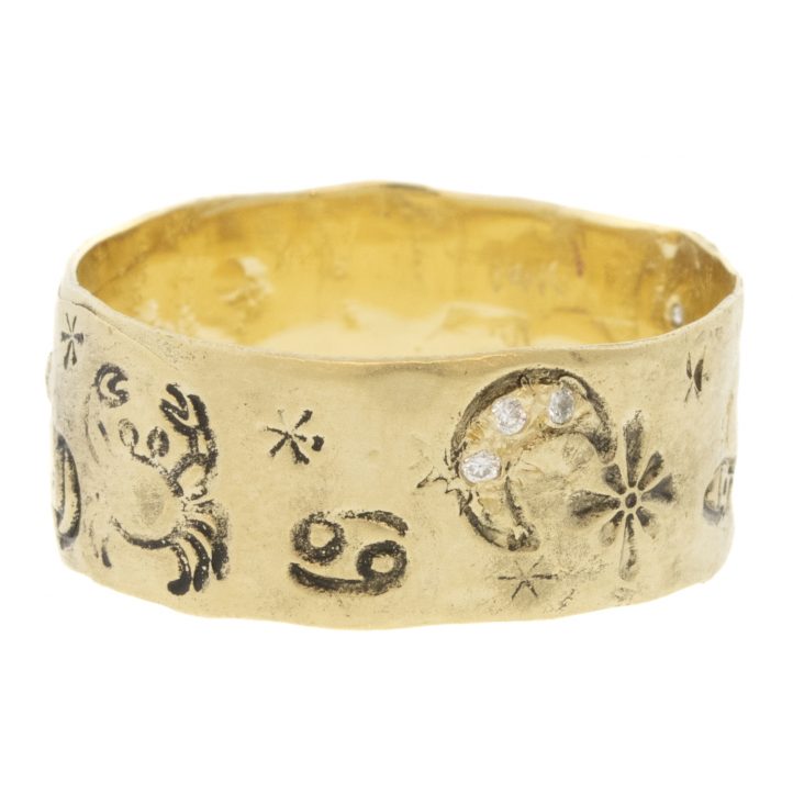 Victoria Cunningham: 14K cancer ring, Size 8, Width 5/16"