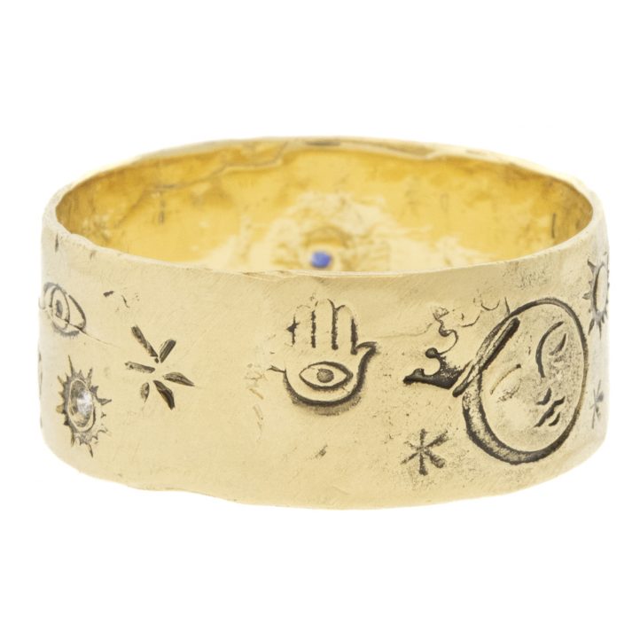 Victoria Cunningham Trunk Show: 14K virgo ring, Size 7 3/4, Width 5/16"