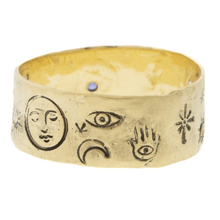 Victoria Cunningham Trunk Show: 14K libra ring, Size 8 1/2, Width 5/16"