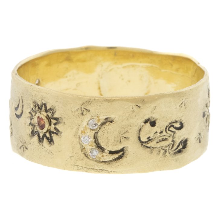 Victoria Cunningham Trunk Show: 14K scorpio ring, Size 8 1/2, Width 5/16"
