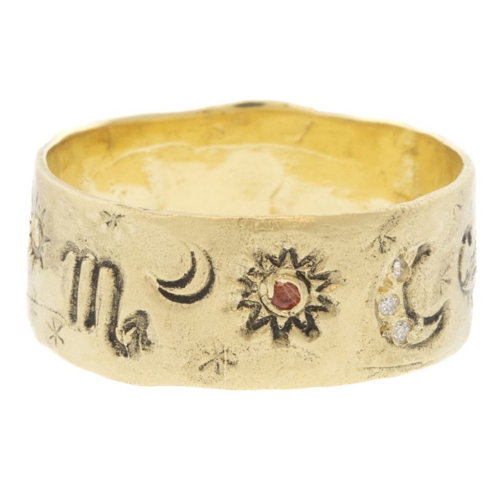 Victoria Cunningham Trunk Show: 14K scorpio ring, Size 8 1/2, Width 5/16"