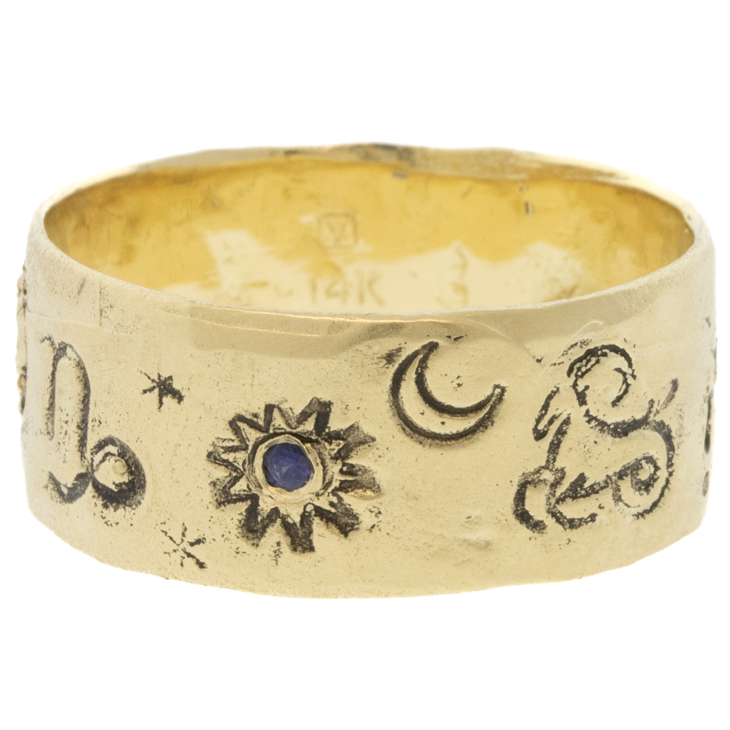 Victoria Cunningham Trunk Show: 14K capricorn ring, Size 8 1/4, Width 5/16"