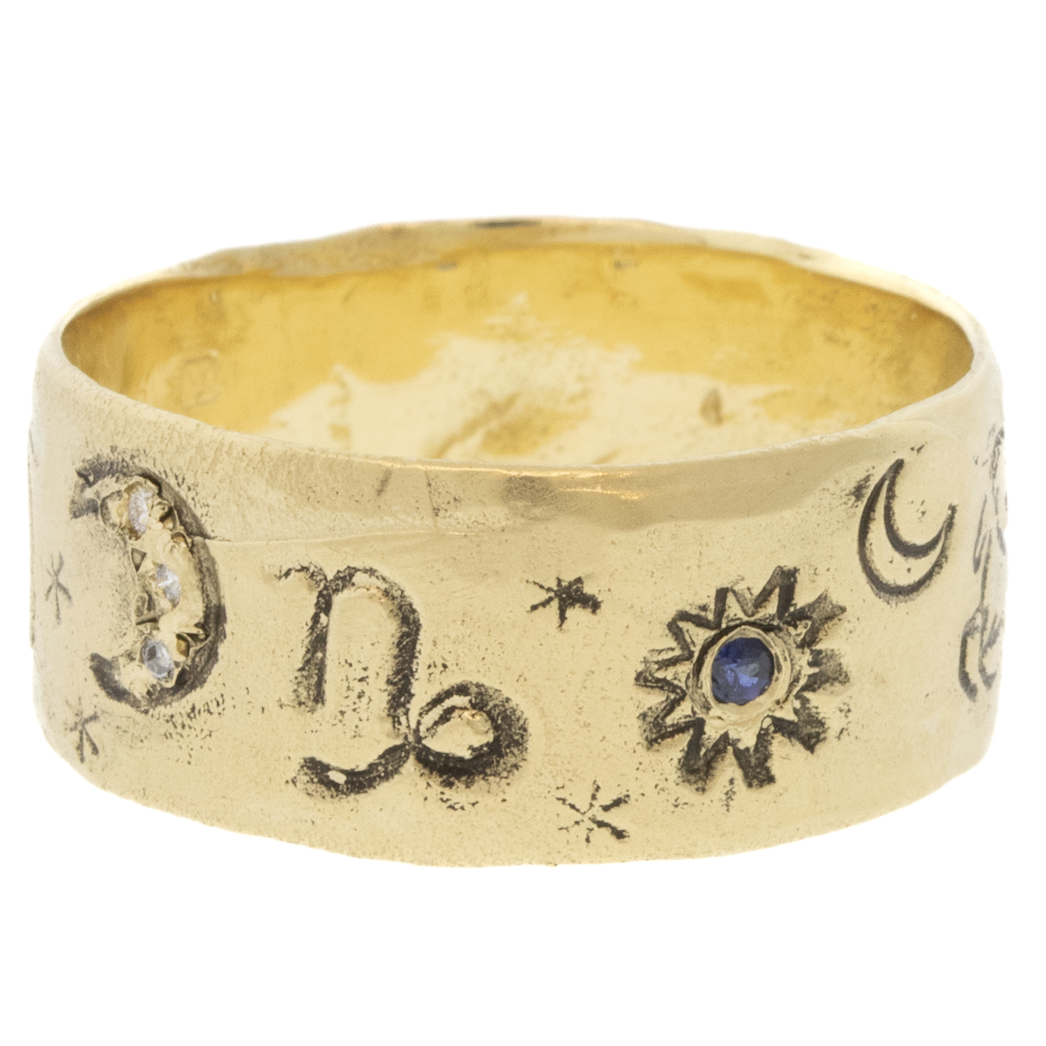 Victoria Cunningham Trunk Show: 14K capricorn ring, Size 8 1/4, Width 5/16"