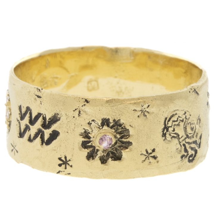 Victoria Cunningham Trunk Show: 14K aquarius ring, Size 9, Width 5/16"